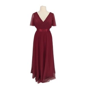 01494 Ever Pretty Mesh Maxi Dress Red Size 5XL wedding bridesmaid preppy boho
